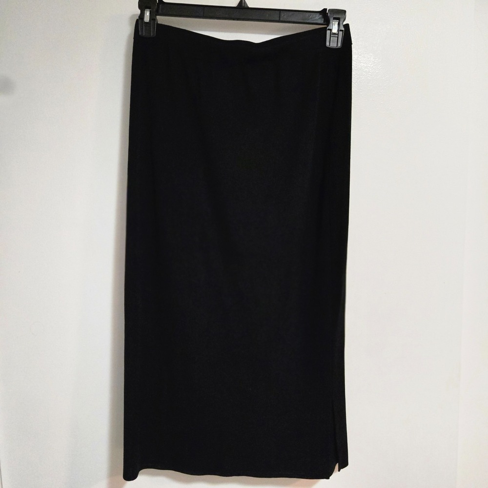 Ming Wang Size S Black Stetch Knit Pull On Pencil Skirt Midi Classic Minimalist